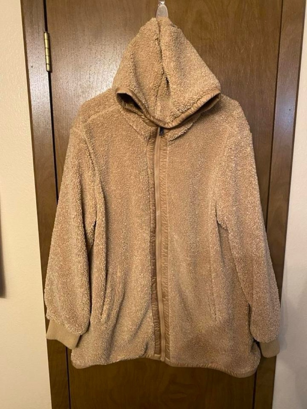 1 Madison Hooded Teddy Jacket in Tan